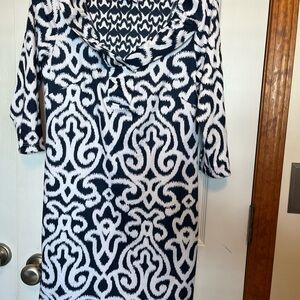Gretchen Scott Designs Navy and White Ikat Dress